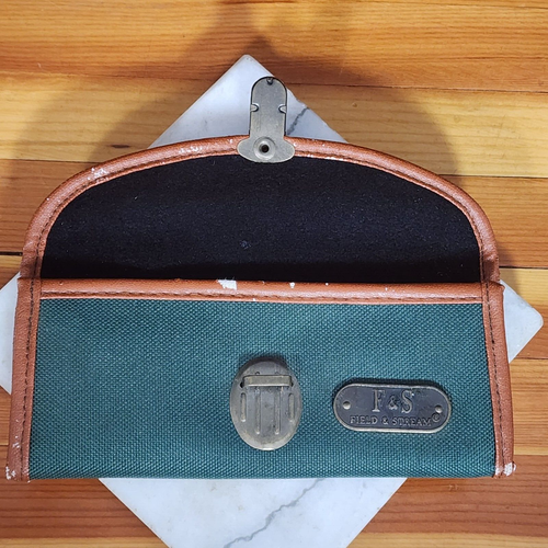 Vintage Field & Stream Green Canvas Eyeglass Case with Metal Buckle 6.5"x3" - Picture 7 of 11