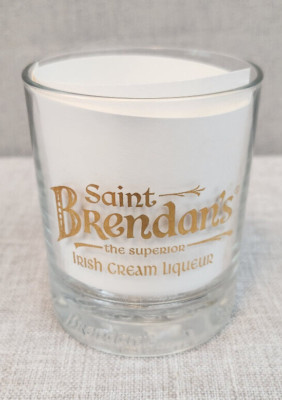 Saint Brendans Clear Glass Irish Cream Liqueur Etched Bottom 2.5'' x 3.5'' H USED