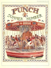 MERRIE-GO-ROUND ILLUSTRATION - Vintage British Cartoon - 1934 by E. H. SHEPARD