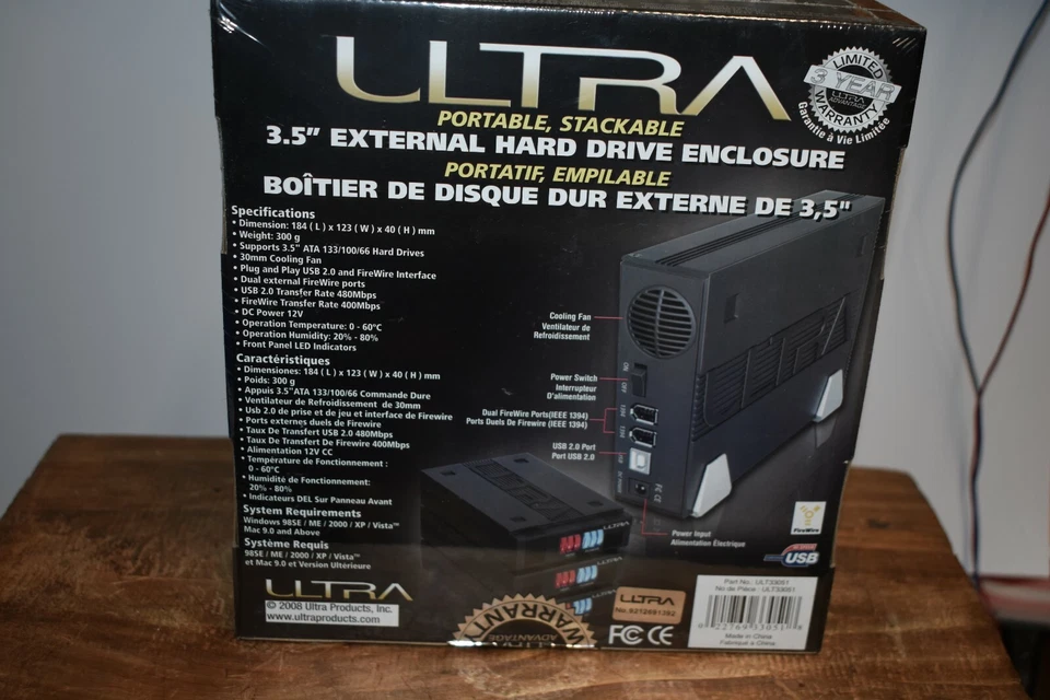 Ultra 3.5" Black USB 2.0 External Hard Drive External Enclosure Stackable New - Image 4 of 4