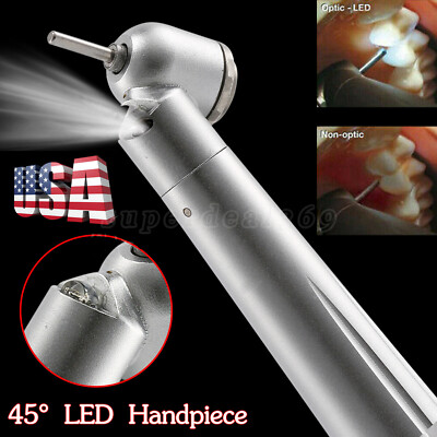 E-generator LED Fiber Optic Dental 45° Degree High Speed Handpiece Push 4Hole EU