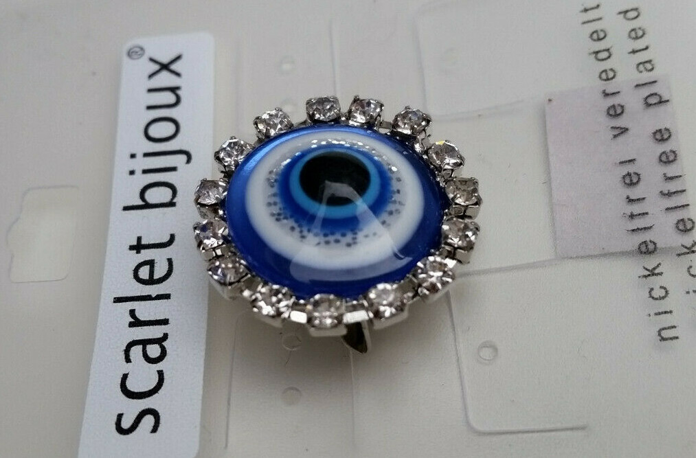 Ammonit Fossil Brosche: Surreal Grünes Auge Strass