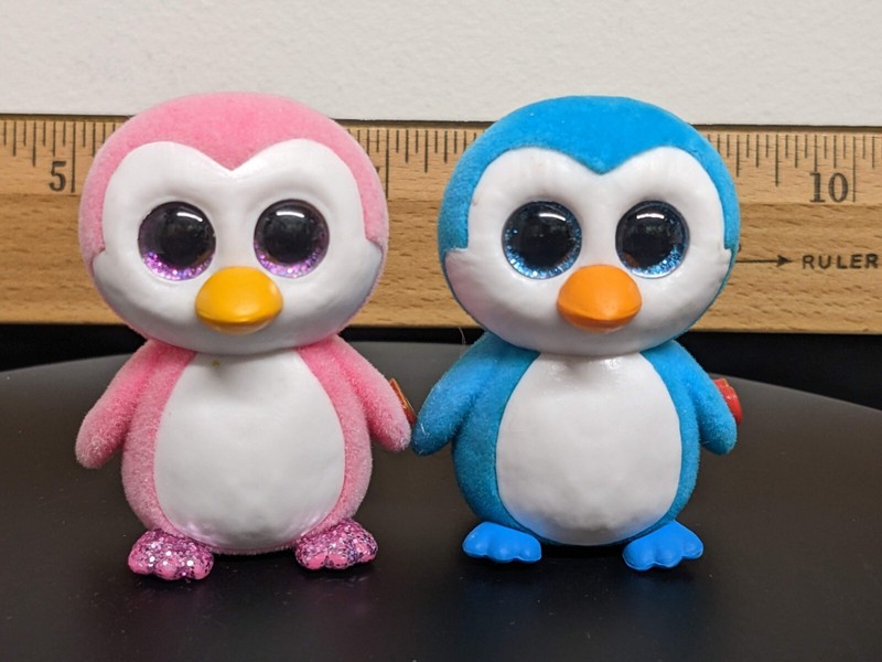 Lot of 2 TY Beanie Boos Mini Figures - Ice Cube and Glider the Penguins
