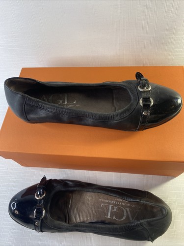 AGL Attilio Giusti Leombruni Ballet Flats Shoes Leather Black size 9 - Picture 2 of 7