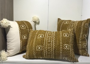 green mudcloth pillow