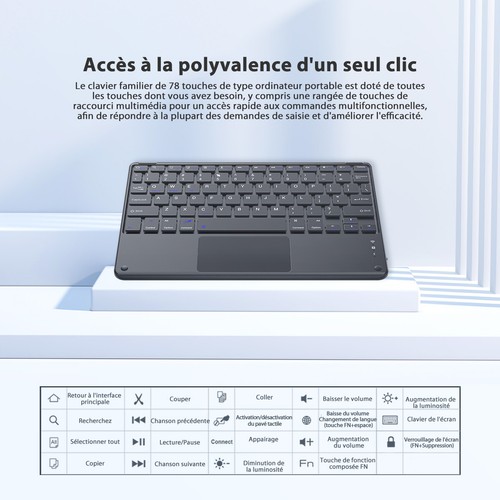 Clavier QWERTY Universel sans fil Bluetooth 3.0 PC Tablette Smartphone ordi Neu - Photo 5/11