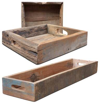 XL Vintage Echtholz Deko-Tablett   Fundholz   Griff Serviertablett Frühstück