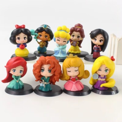 Set Of 9  2 inch Disney Princesses Pcs PVC Toy Set Figure Cake Topper US Seller