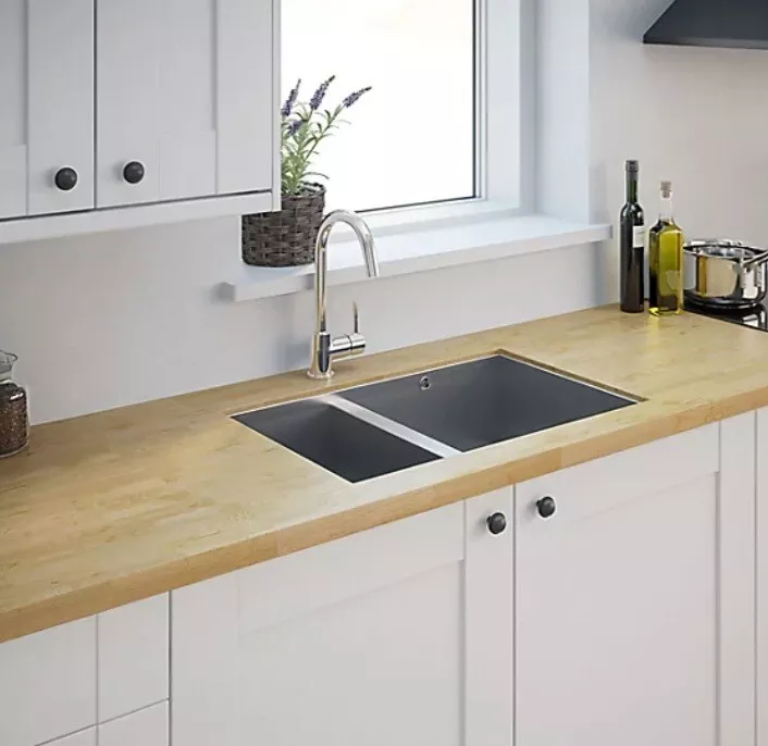 Cooke & Lewis Cajal Stainless steel 1.5 Bowl Sink 450mm x 692mm 