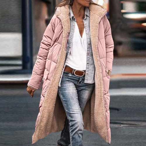 Damen Winter Lange Mäntel Trendy Jacke Sherpa Fleece Gefüttert Daunenmantel - Bild 73 von 97