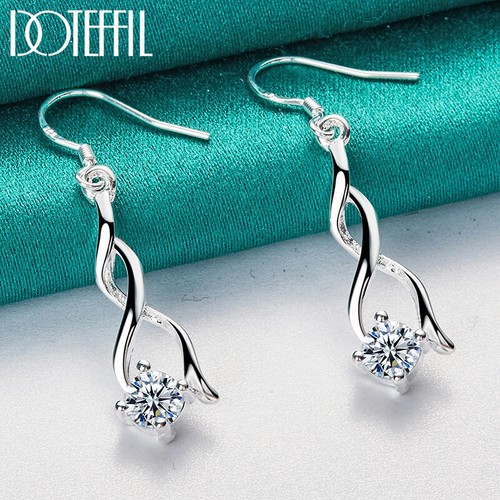 DOTEFFIL Orecchino a Goccia Geometria Argento Sterling 925 AAA Zircone Gioielli Matrimonio - Foto 5 di 6