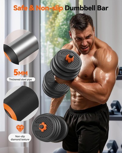 Home Gym Adjustable Dumbbell Set - Includes Barbell, Kettlebell & Push-Up Stand - Picture 7 of 10