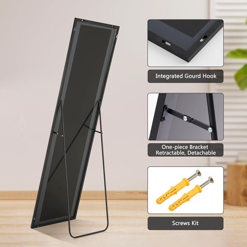 Full Length Mirror with Stand 59"x16" Leaning Mirror Hanging Wall Mounted Mirror - Picture 35 of 47