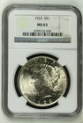 1923 Silver Peace Dollar $1 Coin NGC MS-63 (see desc)