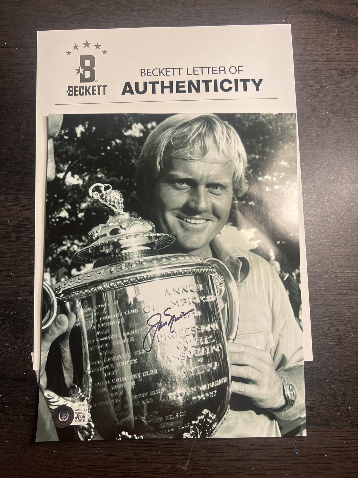 Jack Nicklaus Autographed Signed 8x10 Photo Beckett BAS LOA Letter AD62753 