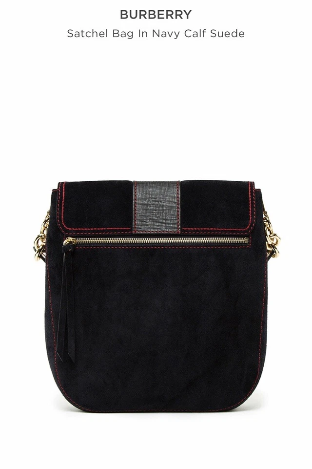 Nuevo con etiquetas Nuevo Bolso Cartera Mujer $1,995 Auténtico Burberry Prorsum Gamuza de Becerro Azul Marino Foto 4 de 4