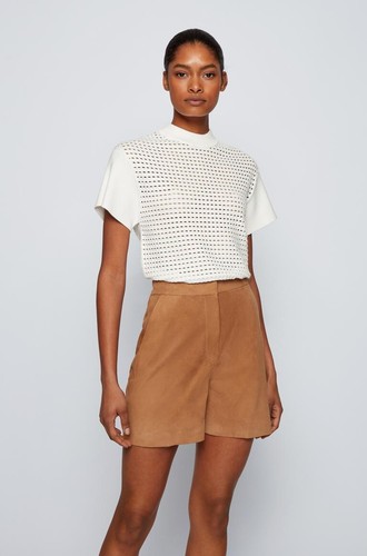 Hugo Boss White Mock-neck Short-Sleeved 