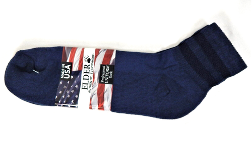 3 Pair Elder Postal Ankle Socks Solid Blue with Navy Stripes USA Size 13-15 - Picture 2 of 4