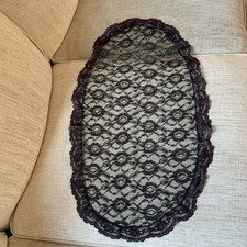 Vintage Black Lace Women's Mantilla Church Head Covering Soft Veil Scarf 28x15