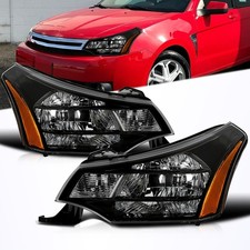 For 2008 2009 2010 2011 Ford Focus S Se Ses Sel Black Headlights Lamps Lr