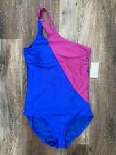 LANDS' END NWT Women's Tummy Control Asymmetrical One-Piece Swimsuit Size 8 NEW
