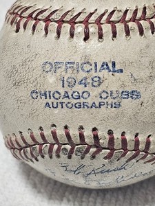 Official 1948 CHICAGO CUBS stamped AUTOGRAPH BASEBALL 78 YEAR OLD BALL