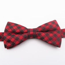 Croft Barrow Bow Tie Red Black Gingham 2.25" Wide Pre Tie Polyester