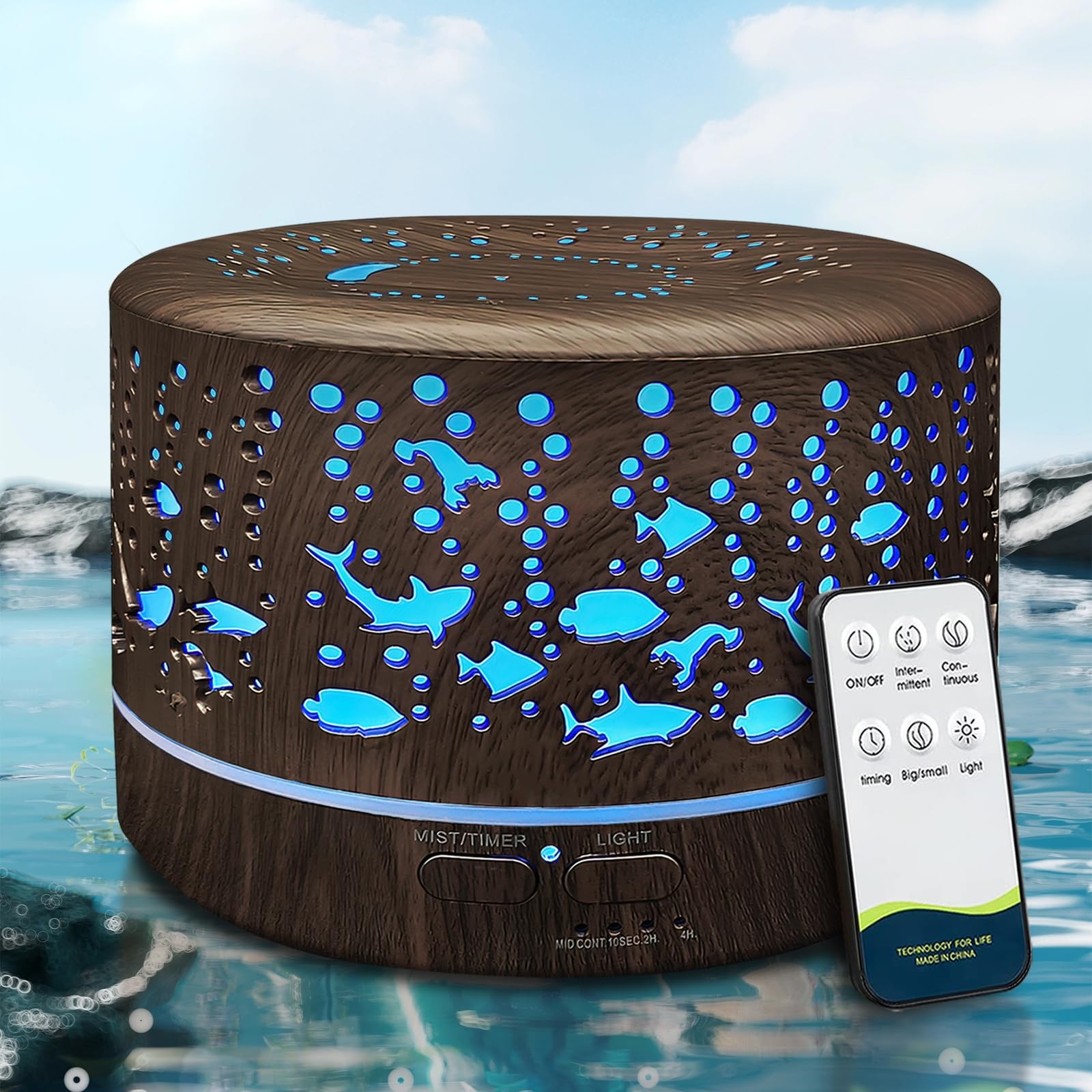 600ml Large Room Essential Oil Diffuser with Remote Control