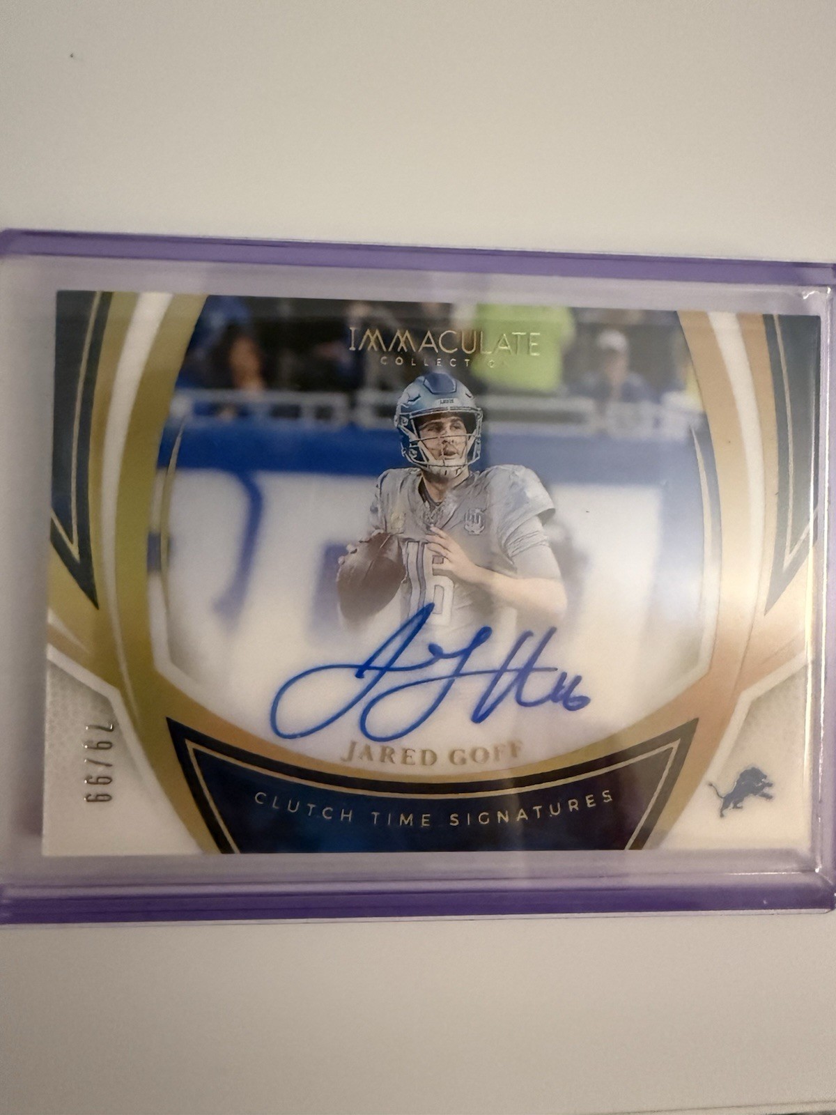 2025 Immaculate Jared Goff Clutch Time Signatures /99 On Card Auto Detroit Lions