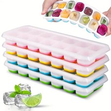 Silicone Ice Cube Trays Stackable Easy-Release BPA Free Cocktail Freezer