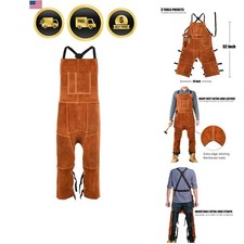 Leather Welding Apron Split Leg for Men - Spark Flame Heat Resistant Bib Prot...