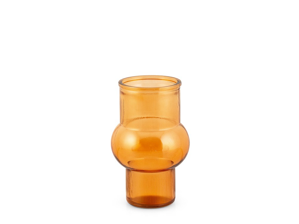H&H Geometric Vase In Recycled Glass Amber 17 Cm