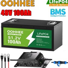 48V 100Ah LiFePO4 Lithium Battery Deep Cycles Built-in BMS With 48V 20A Charger