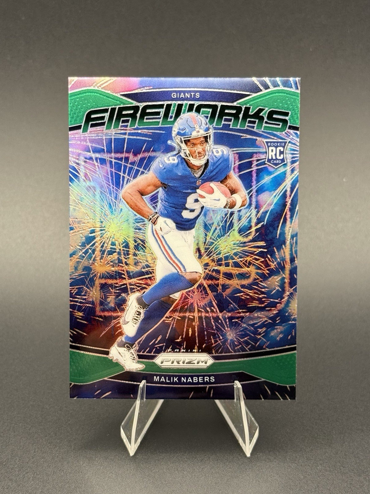 2024 Panini Prizm - Fireworks Malik Nabers #21 Green Prizm (RC)