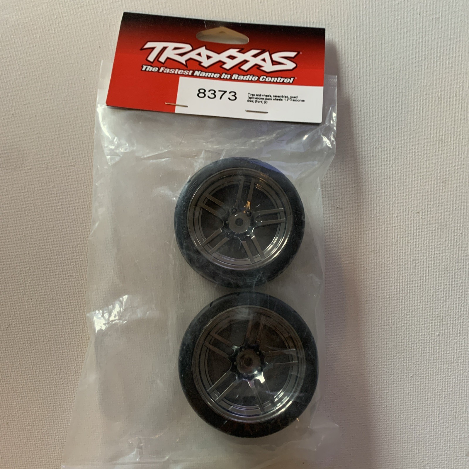 Traxxas Assembled Front Split Spoke Black Chrome Wheel/1.9” Response Tire 8373 