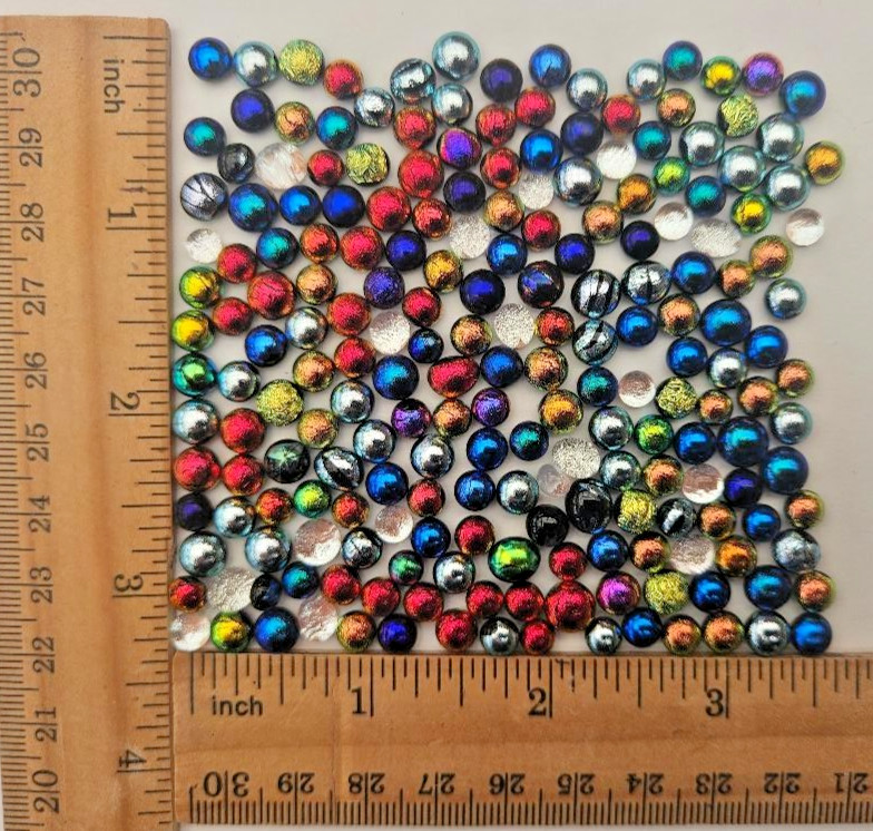 200 Tiny Handcrafted Dichroic Glass Cabochons/Lot/Jewelry Making Supplies/90 COE