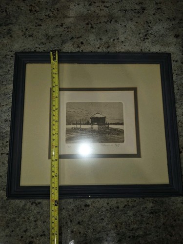 Roger Bansemer "BE 133" 1976 Limited Edition Radierung - Dock & Boathouse Szene - - Bild 6 von 9