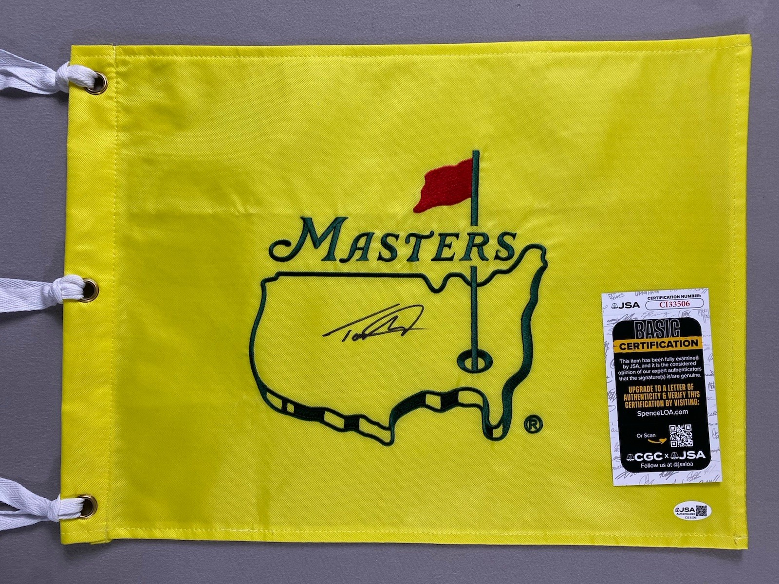 Tommy Fleetwood Autographed Signed AUGUSTA MASTERS UNDATED PIN FLAG PGA JSA CI33506 