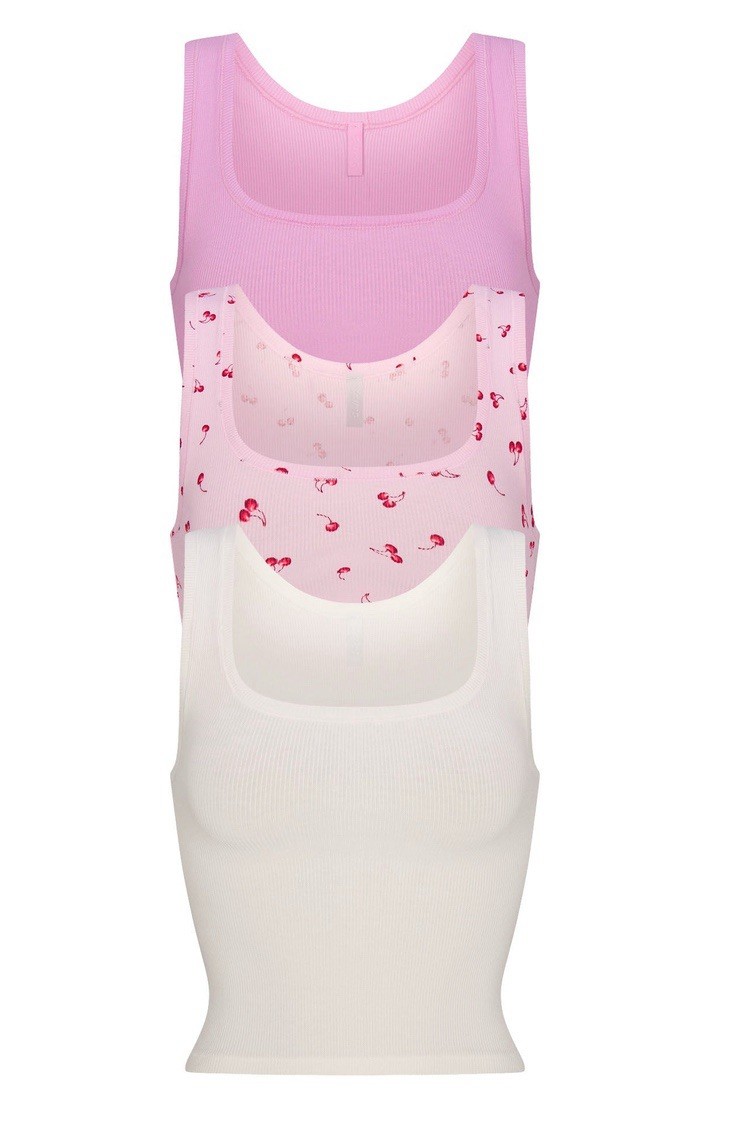 Skims Cotton Rib Tank 3-Pack- Petal- Small | eBay