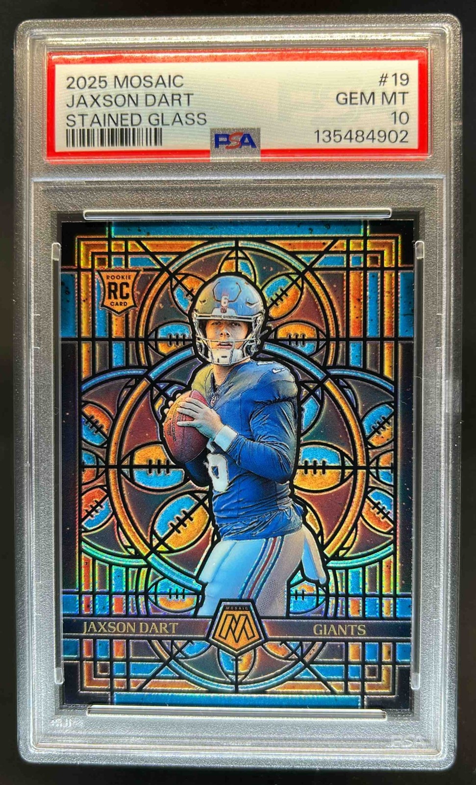 2025 Mosaic Jaxson Dart Stained Glass SP Rookie RC #19 Giants PSA 10