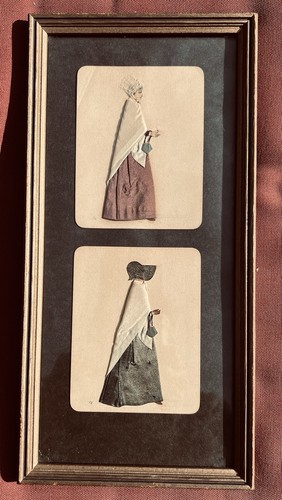 Antique Signed Double Silhouettes Formed From Meticulously Folded Silk
