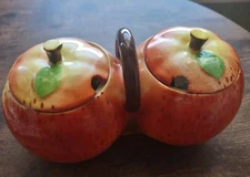 Vtg Maruhon Ware occupied Japan Double Lidded Apples w/Spoon Slots & Lids GPC