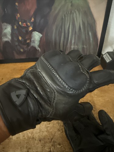 REV'IT! Men's PWR ARAMID Air Urban Sport Motorcycle Gloves BLACK LEATHER M/L