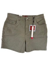 GLORIA VANDERBILT Denim Shorts Women's 16 Fig Khaki High Rise 5 Pocket Stretch