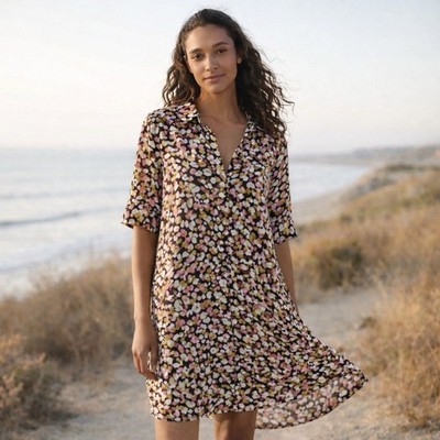 Hobbs London Marciella Dress Size 6 Pink Black Abstract Print Shirt Dress $270