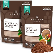 Navitas Organics Cacao Powder, 16 oz. Bags (Pack of 2) — Organic, Non-GMO,