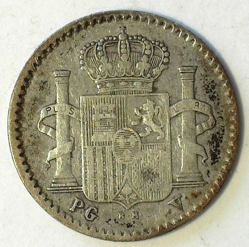 PUERTO RICO 1896 PGV .835 SILVER 5 CENTAVOS KM-20 VF/XF - Picture 2 of 2
