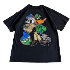 Vintage 1994 Looney Tunes Bugs  Daffy Stay Tooned T-Shirt Youth M Black USA