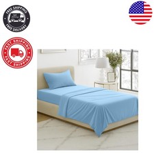 Classic Blue Twin Sheet Set - Soft Durable 3-Piece Brushed Microfiber Bedding