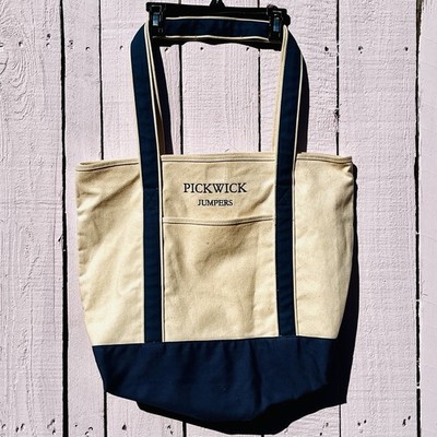 Boat Tote Bag Pickwick Jumpers HYP Cotton Vtg Blue Cream Canvas 20.5x16 